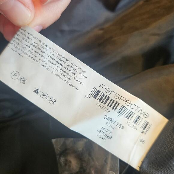 Perspective Black Faux Leather Button Front Collared Jacket Blazer sz 46 NWT - Picture 3 of 9